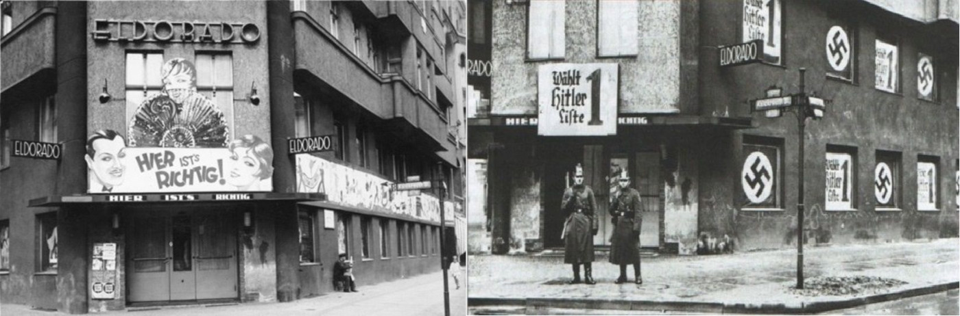 Before &amp; After: The Eldorado nightclub for gays and lesbians in Berlin&#39;s Schöneberg area. 1932/1933 | Broadway shows, Night club, Cabaret
